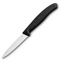 Кухонный нож Victorinox SwissClassic, 8см, волн.лезвие, черный 6.7633, Цвет : Чёрный, Марка стали: 440А, Материал рукояти: Пластик