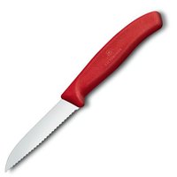 Кухонный нож Victorinox SwissClassic, 8см, волн.лезвие, красный 6.7431, Цвет : Красный, Марка стали: 440А