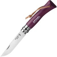 Нож туристический Opinel №7 Inox Trekking пурпурный (002205), Цвет : Пурпурный , Марка стали: Sandvik 12C27, Материал рукояти: Граб