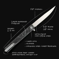 Джентльменский нож Ocaso Solstice Engraved titanium Topo Pattern Satin (10ETS), Цвет : Чёрно-серый, изображение 5