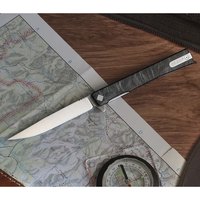 Джентльменский нож Ocaso Solstice Engraved titanium Topo Pattern Satin (10ETS), Цвет : Чёрно-серый, изображение 6