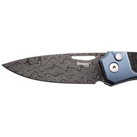 Коллекционный нож Lionsteel Twain Damascus Titanium Carbon Fiber Blue (TW D BL), изображение 4
