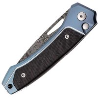 Коллекционный нож Lionsteel Twain Damascus Titanium Carbon Fiber Blue (TW D BL), изображение 3