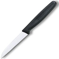Кухонный нож Victorinox с волнистым лезвием, черный нейлон 5.0433, Цвет : Чёрный, Марка стали: 440А, Материал рукояти: Нейлон