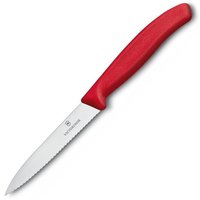 Кухонный нож Victorinox SwissClassic, 10см, с волнистым лезвием, красный 6.7731, Цвет : Красный, Марка стали: 440А, Материал рукояти: Пластик