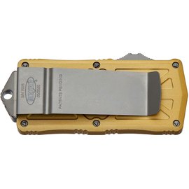 Ніж Microtech Exocet Stonewash champagne gold 157-10CG, Колір: Gold, Марка сталі: M390, Матеріал рукояті: Алюміній, зображення 4