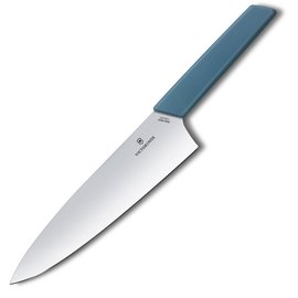 Нож кухонный Victorinox Swiss Modern Carving 20см широк. с син. ручкой (блистер) 6.9016.202B