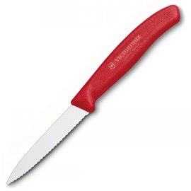 Кухонний ніж Victorinox SwissClassic, 8см, хвил.лезо, червоний 6.7631, Колір: Червоний, Марка сталі: 440А, Матеріал рукояті: Пластик