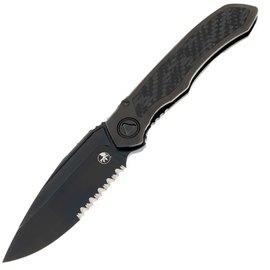 Кишеньковий ніж Microtech Anax Drop Point DLC CF PS (190C-2DLCTCFITI), Тип ріжучої кромки: Напівсеррейтор