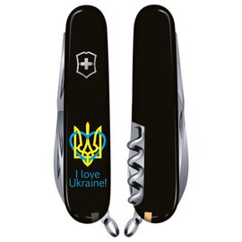 Многофункциональный нож Victorinox Climber Ukraine Трезубец с сердцем + I love Ukraine черный 1.3703.3_T1310u, Принт: Трезубец с сердцем, I love Ukraine, изображение 2