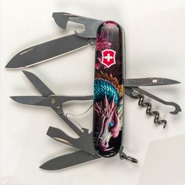 Багатофункціональний ніж Victorinox Climber Zodiac Лазурний дракон 1.3703.3.Z3290p, Колір: Black, Принт: Блакитний дракон, зображення 3