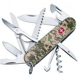 Многофункциональный нож Victorinox Huntsman Army Пиксель с крас. лого 1.3713.3.W3941p, Цвет : Green, Принт: Пиксель с красным лого