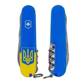Многофункциональный нож Victorinox Huntsman Ukraine Герб на флаге верт. 1.3713.7.T3030p, Цвет : Blue/Yellow, Принт: Герб на флаге вертикальный, изображение 3