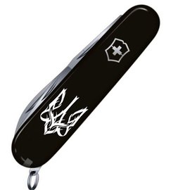 Многофункциональный нож Victorinox Huntsman Ukraine Трезубец готический белый на черном 1.3713.3_T0630u, Цвет : Black, Принт: Трезубец готический белый на черном, изображение 4
