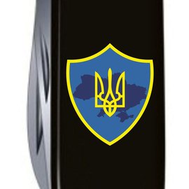 Многофункциональный нож Victorinox Huntsman Ukraine Трезубец на щите черный 1.3713.3_T1080u, Цвет : Black, Принт: Трезубец на щите чёрный, изображение 3