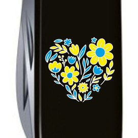 Многофункциональный нож Victorinox Spartan Ukraine Цветочное сердце черный 1.3603.3_T1246u, Принт: Цветочное сердце, изображение 3