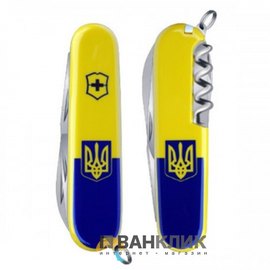 Нож Victorinox Swiss Army Spartan, желто голубой, желтый трезубец 1.3603.8R2