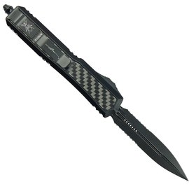 Кишеньковий ніж Microtech Makora Double Edge Black Blade Signature Series (206-2TCFIS), Тип ріжучої кромки: Напівсеррейтор/Напівсеррейтор, зображення 2