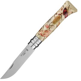 Нож туристический Opinel № 8 Limited Edition Nature by Rommy Gonzalez (002601), Покрытие клинка: Satin, Цвет : Beige/red