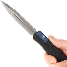 Кишеньковий ніж Heretic Cleric II Double Edge Black Blade Aluminum Handle Blue (H020-2CCF/BLU), Покриття клинка: DLC, Тип ріжучої кромки: Гладке лезо/Серрейтор, зображення 5