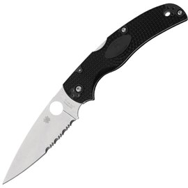 Карманный нож Spyderco Native Chief Black (C244PSBK), Покрытие клинка: Satin, Цвет : Black, Тип режущей кромки: Полусеррейтор