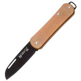 Маленький складной нож Fox Vulpis Brass BB brown (FX-VP108 OTB), Покрытие клинка: Black Idroglider, Цвет : Коричневый, Материал рукояти: Латунь