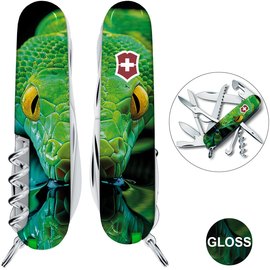 Многофункциональный коллекционный нож Victorinox Huntsman Zodiac Зелёная деревянная змея (1.3713.3.Z4310pk), изображение 2