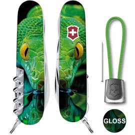 Многофункциональный коллекционный нож Victorinox Huntsman Zodiac Зелёная деревянная змея (1.3713.3.Z4310pk), изображение 3