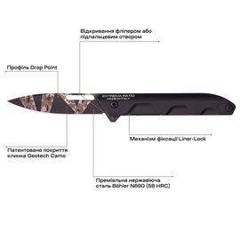 Кишеньковий ніж Extrema Ratio Ferrum T Black Warfare Geotech Camo (04.1000.0367/BDW/BLK), зображення 5