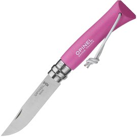 Нож туристический Opinel №7 Inox Trekking розовый (001791), Цвет : Розовый, Марка стали: Sandvik 12C27, Материал рукояти: Граб
