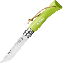 Ніж туристичний Opinel №7 Inox Trekking світло-зелений (002207), Колір: Світло зелений, Марка сталі: Sandvik 12C27, Матеріал рукояті: Граб