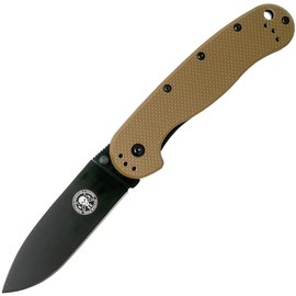 EDC ніж Esee Knives Avispa Black Blade D2 Nylon Coyote brown (BRK1302CBB), Покриття клинка: Black, Колір: Коричневий, Марка сталі: D2, Матеріал рукояті: Нейлон