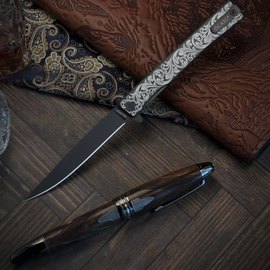 Коллекционный нож Ocaso Solstice Engraved titanium Scroll Pattern Black (10ESB), изображение 5