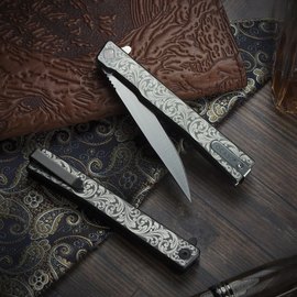 Коллекционный нож Ocaso Solstice Engraved titanium Scroll Pattern Satin (10ESS), изображение 6