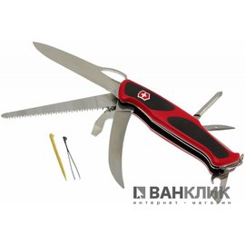 Нож Victorinox Delemont, RangerGrip 58 Hunter, 130 мм, красный/черный 0.9683.MC