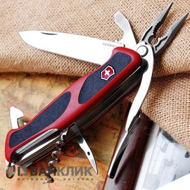 Нож Victorinox Delemont, RangerGrip 74, 130 мм, красный/черный 0.9723.C