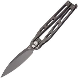 Ніж-метелик (балісонг) Artisan Kinetic Balisong Small gray (1823PLS-GY), Колір: Grey, Марка сталі: D2, Матеріал рукояті: Нержавіюча сталь