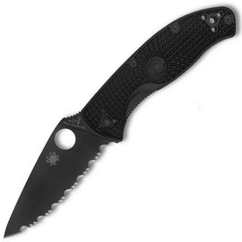 Ніж Spyderco Tenacious Black Blade FRN, серрейтор (C122SBBK)