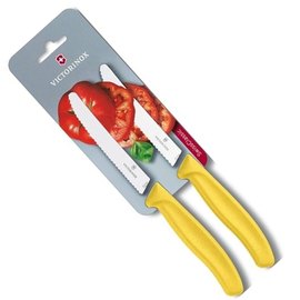 Набір кухонних ножів Victorinox SwissClassic, 8см, 2шт. в блістері, жовті 6.7606.L118B, Колір: Жовтий, Марка сталі: 440А, Матеріал рукояті: Пластик