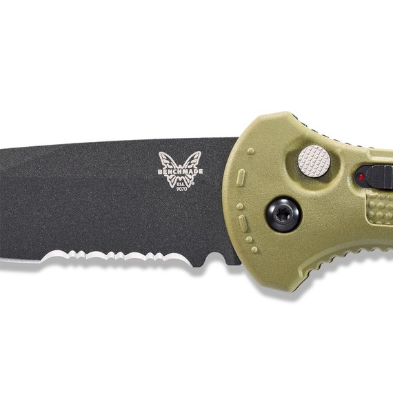 Нож тактический Benchmade Claymore Auto 9070SBK-1, Цвет : Зелёный, Марка стали: CPM-D2, Материал рукояти: Grivory, изображение 6
