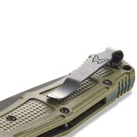 Нож тактический Benchmade Claymore Auto 9070SBK-1, Цвет : Зелёный, Марка стали: CPM-D2, Материал рукояти: Grivory, изображение 7