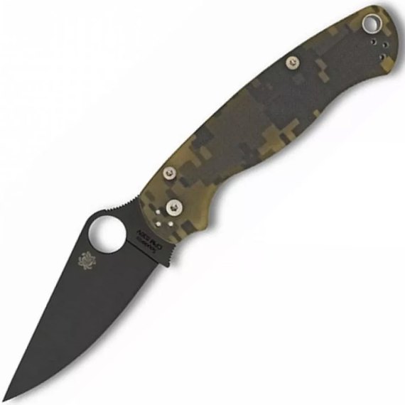 Нож для самообороны Spyderco Para-Military 2 Black Blade camo (C81GPCMOBK2), Покрытие клинка: DLC, Цвет : Camo