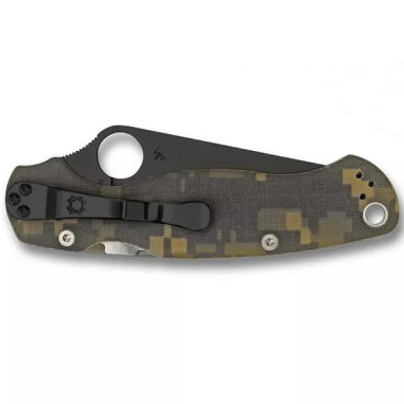 Нож для самообороны Spyderco Para-Military 2 Black Blade camo (C81GPCMOBK2), Покрытие клинка: DLC, Цвет : Camo, изображение 2