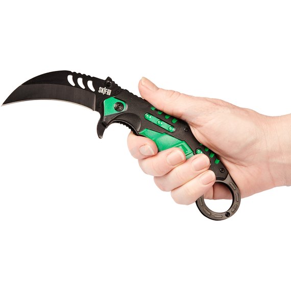 Нож керамбит Skif Plus Cockatoo green SPK2G, Цвет : Зелёный, Марка стали: 3Cr13, Материал рукояти: Пластик, изображение 5
