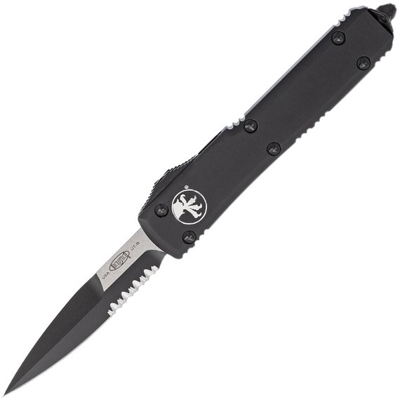 Ніж Microtech Ultratech Bayonet Black Blade Tactical, напівсерейтор 120-2T, Колір: Чорний, Матеріал рукояті: Алюміній