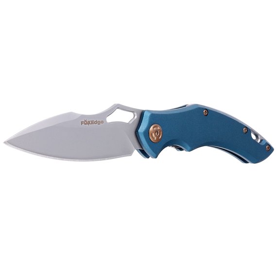 Нож Fox Sparrow blue (FE-030), Цвет : Голубой, Марка стали: 9Cr13, Материал рукояти: Алюміній, изображение 2