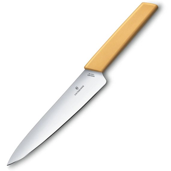 Нож кухонный Victorinox Swiss Modern Carving 19см с желт. ручкой (блистер) 6.9016.198B