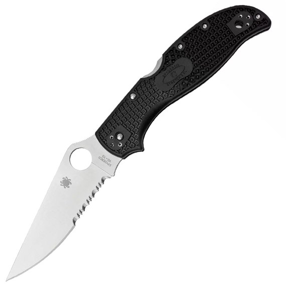 Ніж Spyderco Stretch 2 XL FRN, напівсерейтор (C258PSBK), Колір: Чорний, Тип ріжучої кромки: Напівсеррейтор