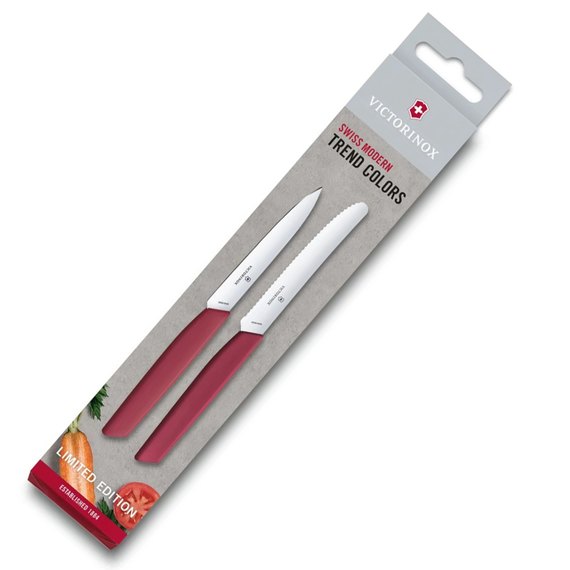 Набір кухонний Victorinox Swiss Modern Paring Set 2шт з крас. ручками (2 ножі) Berry (Lim.Ed. 2022) 6.9096.2L4, зображення 2