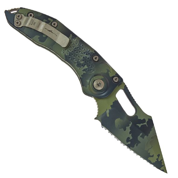 Кишеньковий ніж Microtech Stitch Olive Camo Signature Series (169-3OCS), Колір: Оливковий/Камуфляж, зображення 2